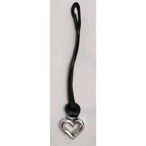 Brighton Contempo Heart Key Fob black leather strap silvertone heart